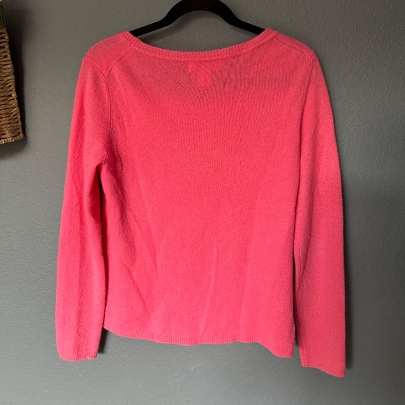 Peck & Peck 100% Cashmere Sweater 3/4 Sleeve Size M Pink Lightweight Minimalist - Picture 2 of 7
